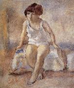 The maiden wear the white underwear from French Jules Pascin